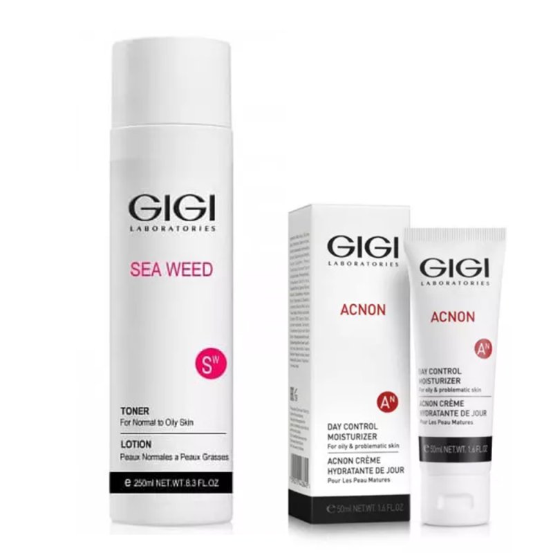 GiGi Набор 'Очищение и уход': тоник 250 мл + крем акнеконтроль 50 мл (GiGi, Sea Weed)