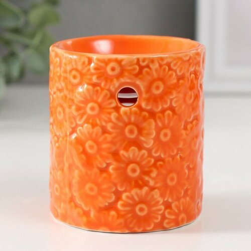 Аромалампа керамика 'Ромашки' оранжевая 6,7х6,7х7,5 см