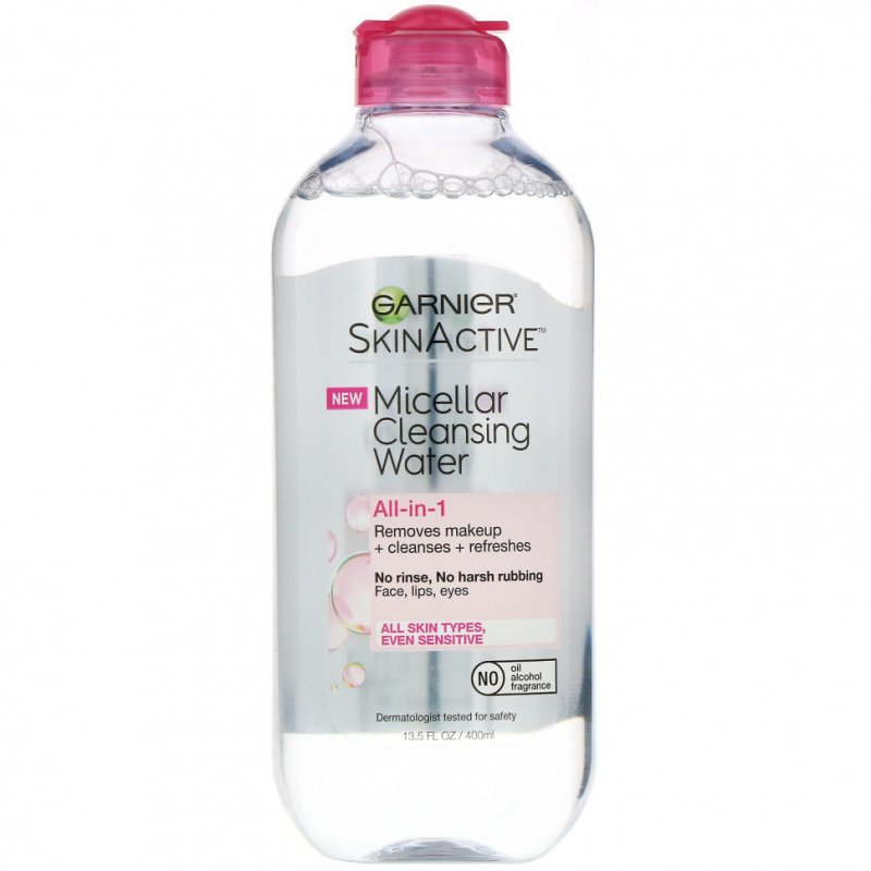 Garnier, SkinActive, мицеллярная очищающая вода, средство для снятия макияжа «все в 1», для всех типов кожи, 400 мл