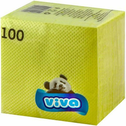 Салфетки бумажные Viva, 1-слойные, цвет жёлтый, 24х24 см, в упаковке 100 штук, 9 упаковок