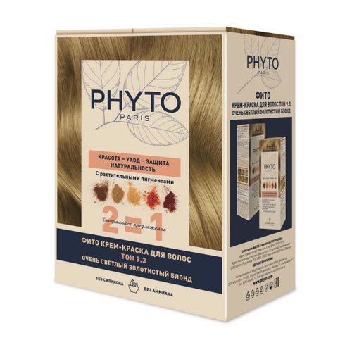 PHYTO набор (2 по цене 1) Крем-краска для волос тон 9.3 (очень светлый золотистый блонд), 50/50/12 х 2 шт