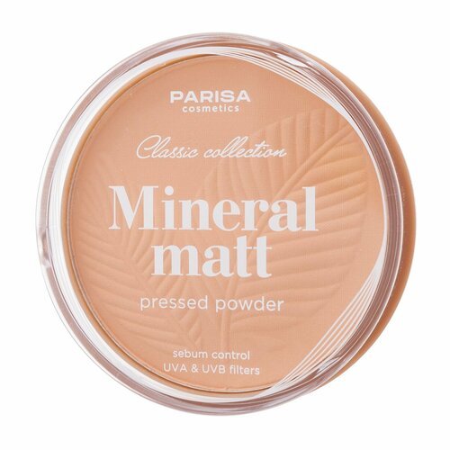Матирующая минеральная пудра для лица / 01 Светлый бежевый / Parisa Cosmetics Classic Collection Mineral Matt Pressed Powder