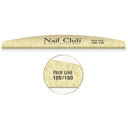 Nail Club professional Маникюрная пилка для опила ногтей серия PROF LINE, форма лодка, абразив 100/180, 5 шт.