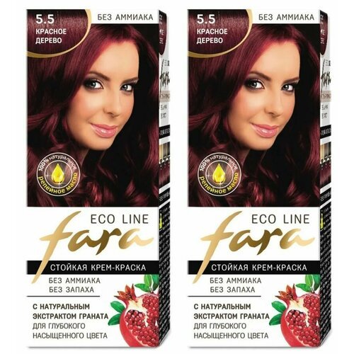 Fara Eco Line Стойкая крем-краска для волос, тон 5.5 Красное дерево, 2 шт