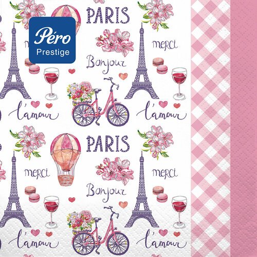 Салфетки бумажные сервировочные Pero Prestige Париж, с рисунком, трехслойные, 20 шт