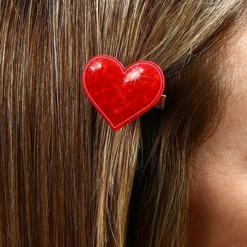 Заколка для волос Art beauty - Сердечко, цвет красный, вертящаяся, из пластика, 4х3х2 см, 1 шт.