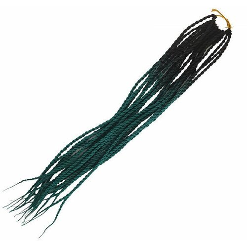 Канекалон Сенегальские косы 65 см, омбре из черного в темно-зеленый