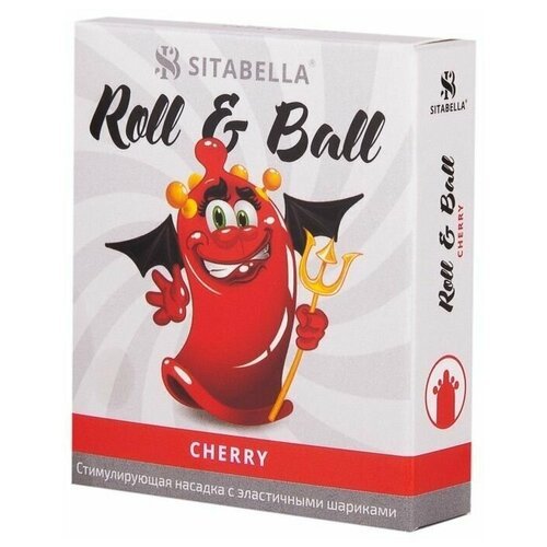 Стимулирующий презерватив-насадка Roll & Ball Cherry - 1 штука в упаковке
