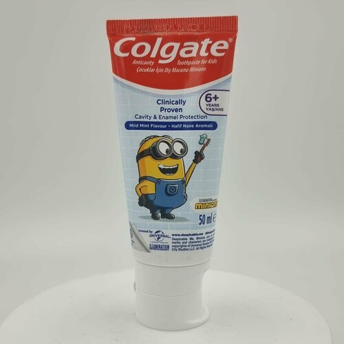 Colgate Зубная паста для детей Minions 6+, с фтором, кальцием и аргинином, со вкусом нежной мяты 50 мл