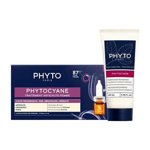 PHYTO Набор 'Фитоциан' для прогрессирующего выпадения волос жен. (2 элемента)