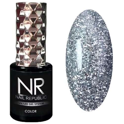 Nail Republic гель-лак для ногтей Color, 10 мл, 10 г, 418 серебристая мишура