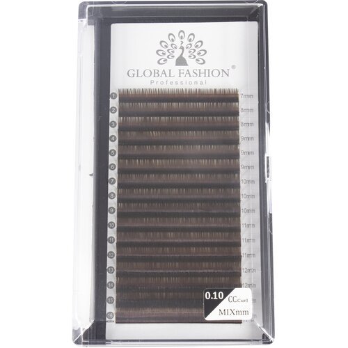 Global Fashion Ресницы для наращивания Premium Lashes / микс 7-13 мм, 0.10 мм / изгиб CC / темный шоколад