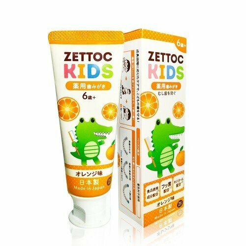 NIPPON ZETTOC Японская зубная паста детская с фтором ZETTOC KIDS 6+ лет (апельсин), 70 гр