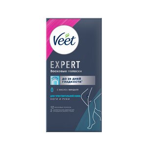 Veet Expert Полоски восковые для чувствительной кожи 12 шт