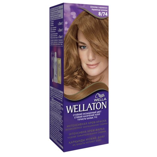 Стойкая крем-краска для волос Wellaton 8.74 Шоколад с карамелью