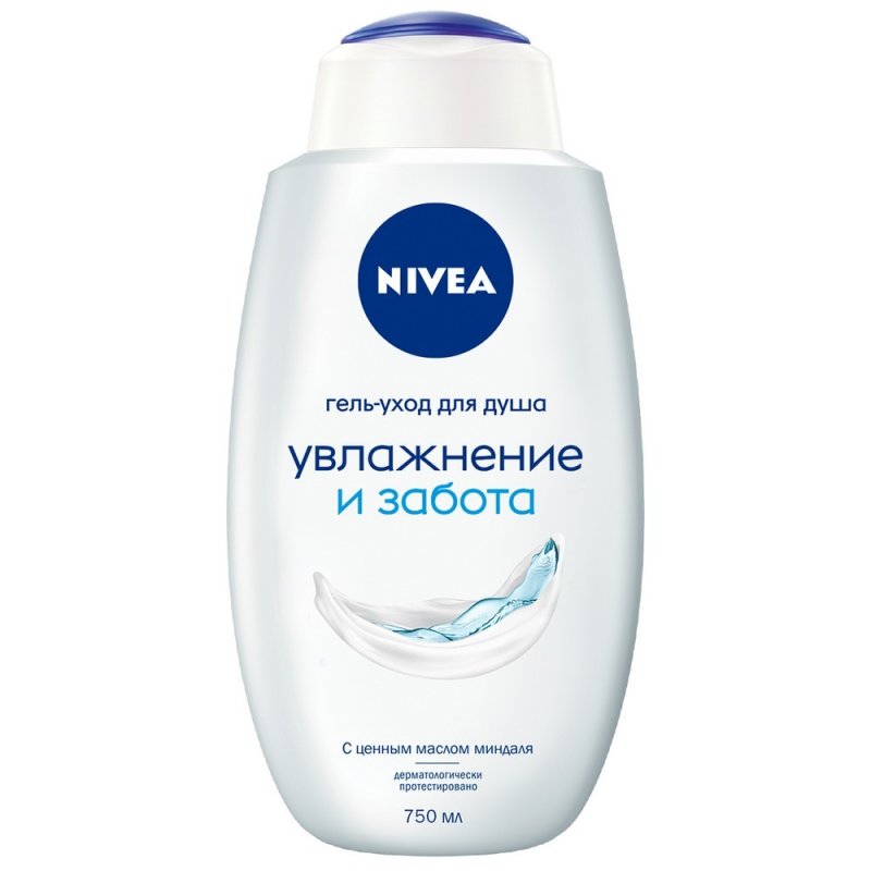 Крем - гель Nivea для душа 'Нежное увлажнение 'с ценным маслом миндаля 750мл