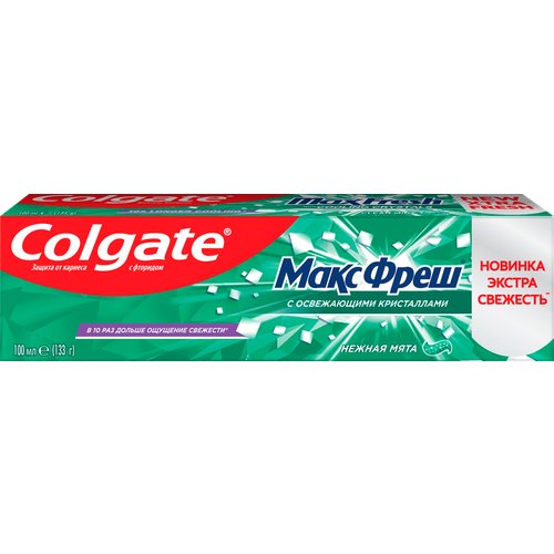 Зубная паста COLGATE Макс Фреш Нежная мята с освежающими кристаллами для свежего дыхания и защиты от кариеса, 100мл
