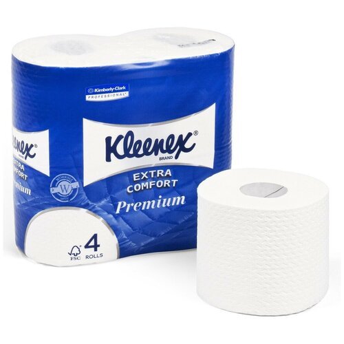 Туалетная бумага Kleenex Premium Extra Comfort 8484 ( Клинекс Премиум Экстра Комфорт ) / четырёхслойная , 2 упаковки ( 8 рулонов )