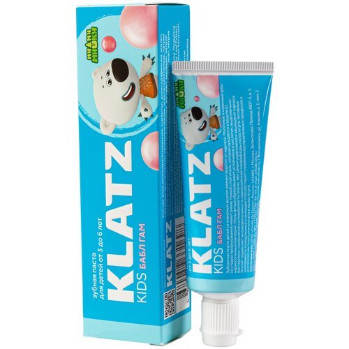 KLATZ / Детская зубная паста со вкусом Бабл Гам, 40 мл (Ми-ми-мишки)