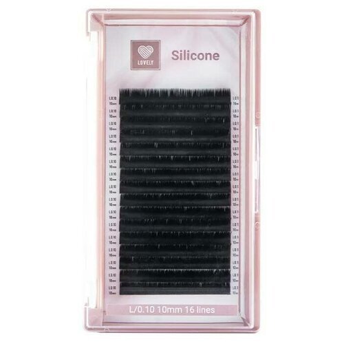 Lovely Черные ресницы Silicone 0,10/L (16 линий) микс 5-13 mm