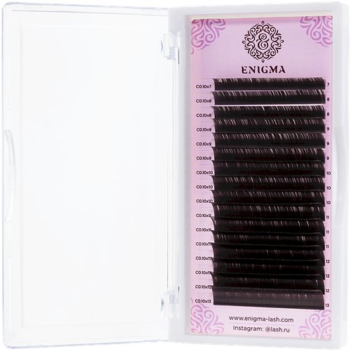 Ресницы Enigma цвет 'Мокка' микс (Изгиб: L, Толщина: 0.10, Микс длин: 7-14мм)
